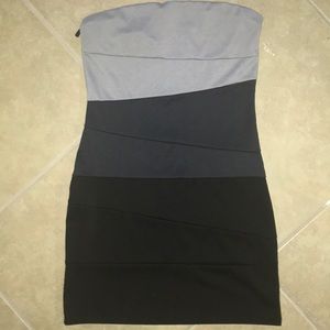 Gray Black Navy Mini strapless dress
